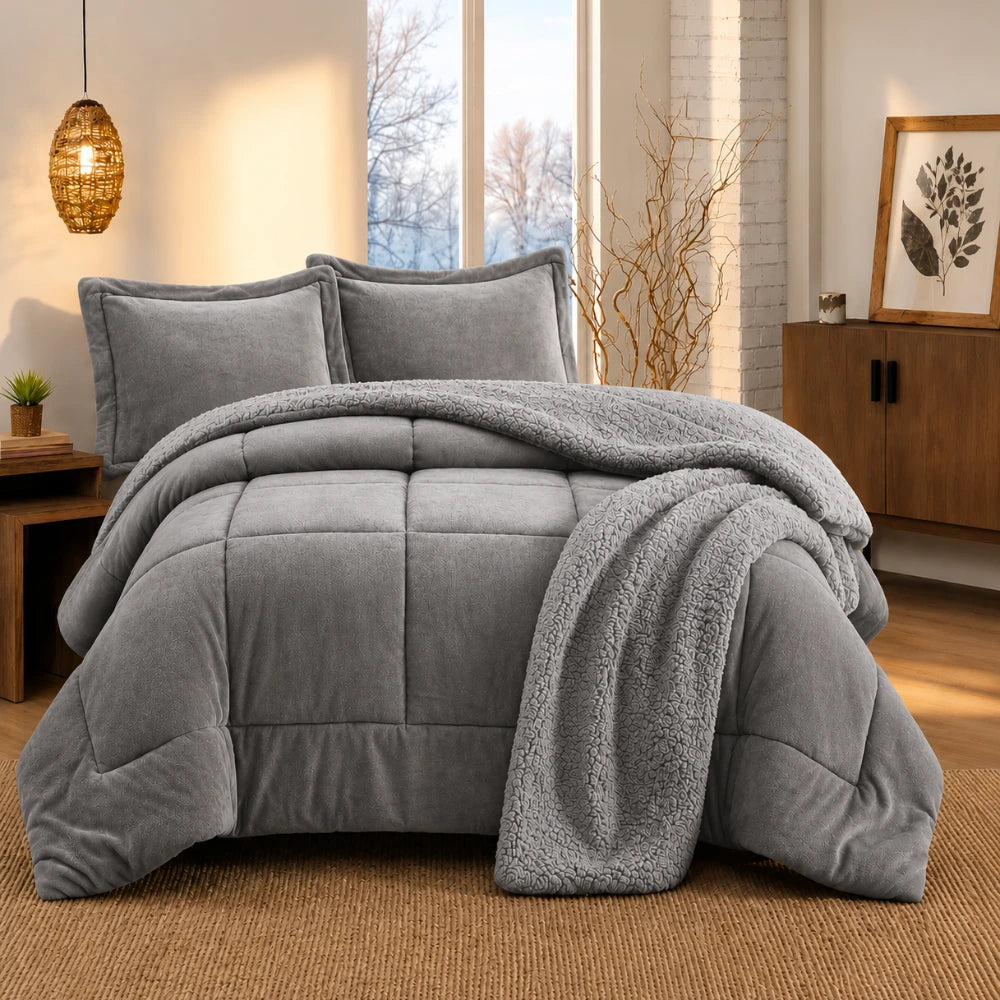 Cubrecama Martiné Flannel Gris 2 Plazas