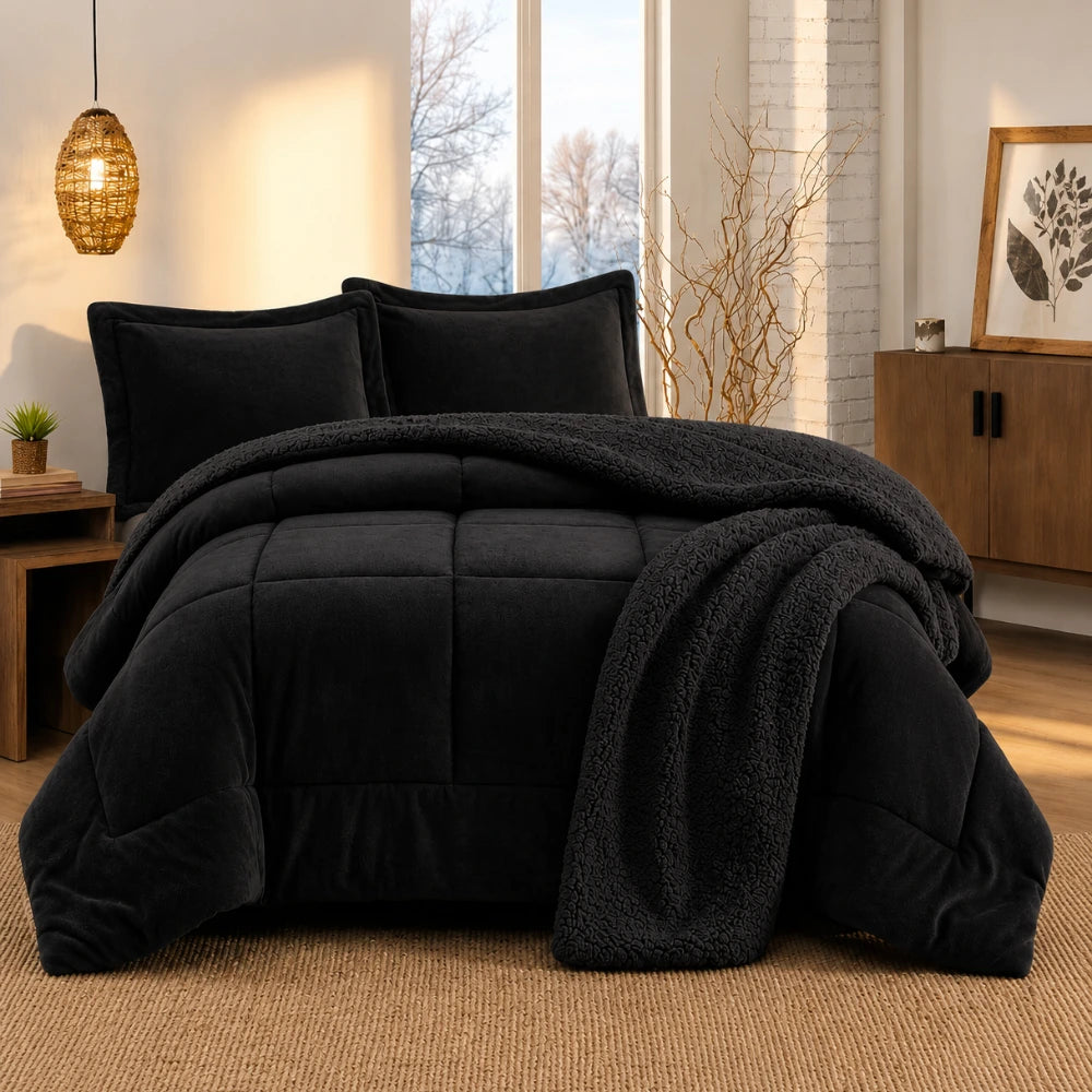 Cubrecama Martiné Flannel Negra 2 Plazas