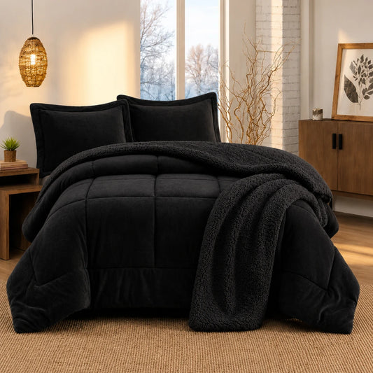 Cubrecama Martiné Flannel Negra 2 Plazas
