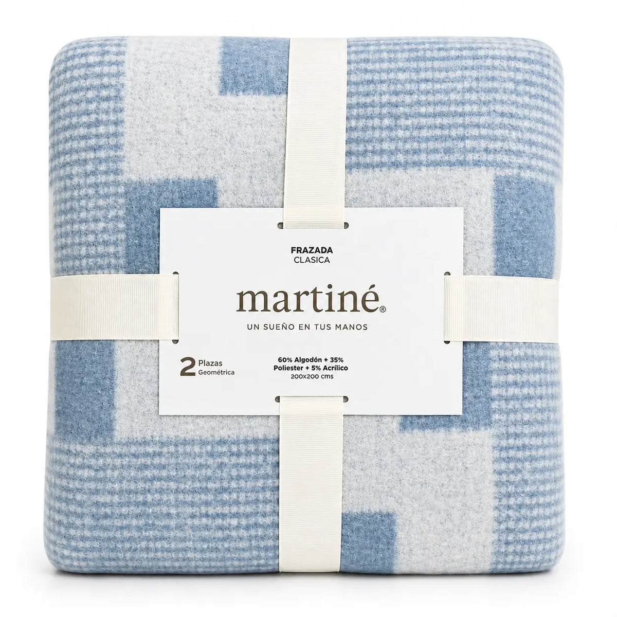 Frazada Martiné Jacquard Celeste Geométrico 2 Plazas