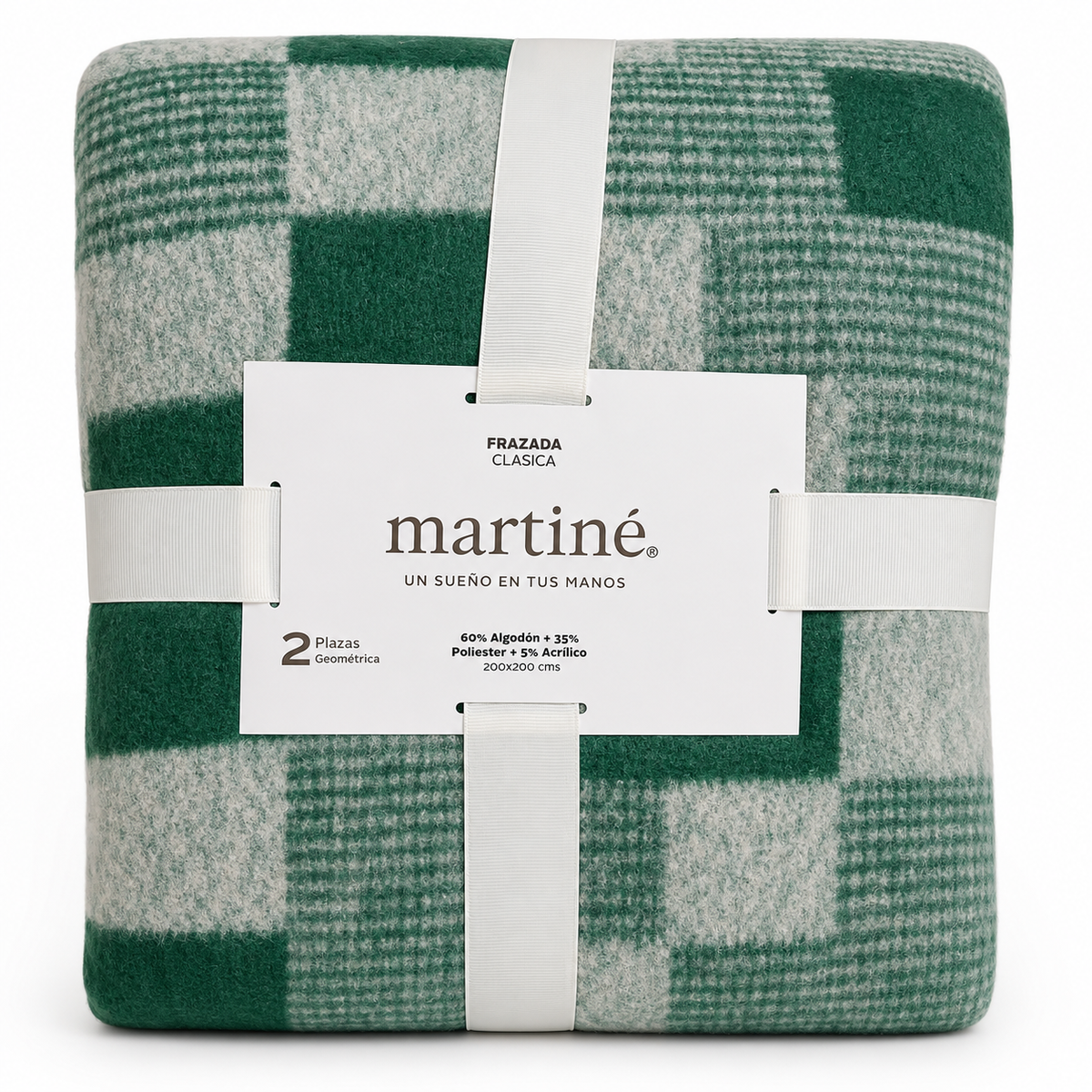 Frazada Martiné Jacquard Verde Geométrico 2 Plazas