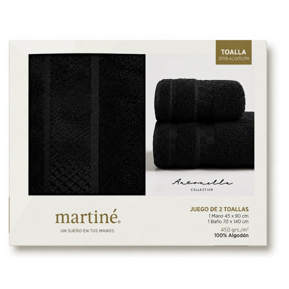 Juego de 2 Toallas Martiné Antonella Negra