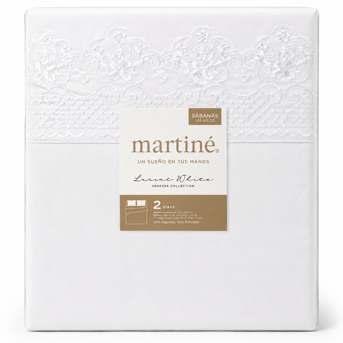 Jg de sábanas Blanca con Brodery Ivette 2 plazas